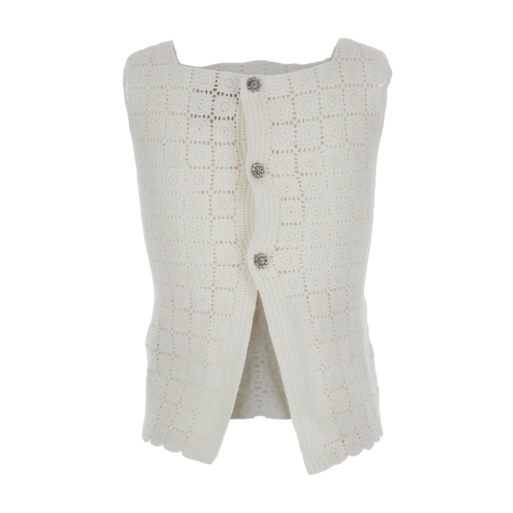 Semicouture Witte Square Neck Gebreide Top White Dames