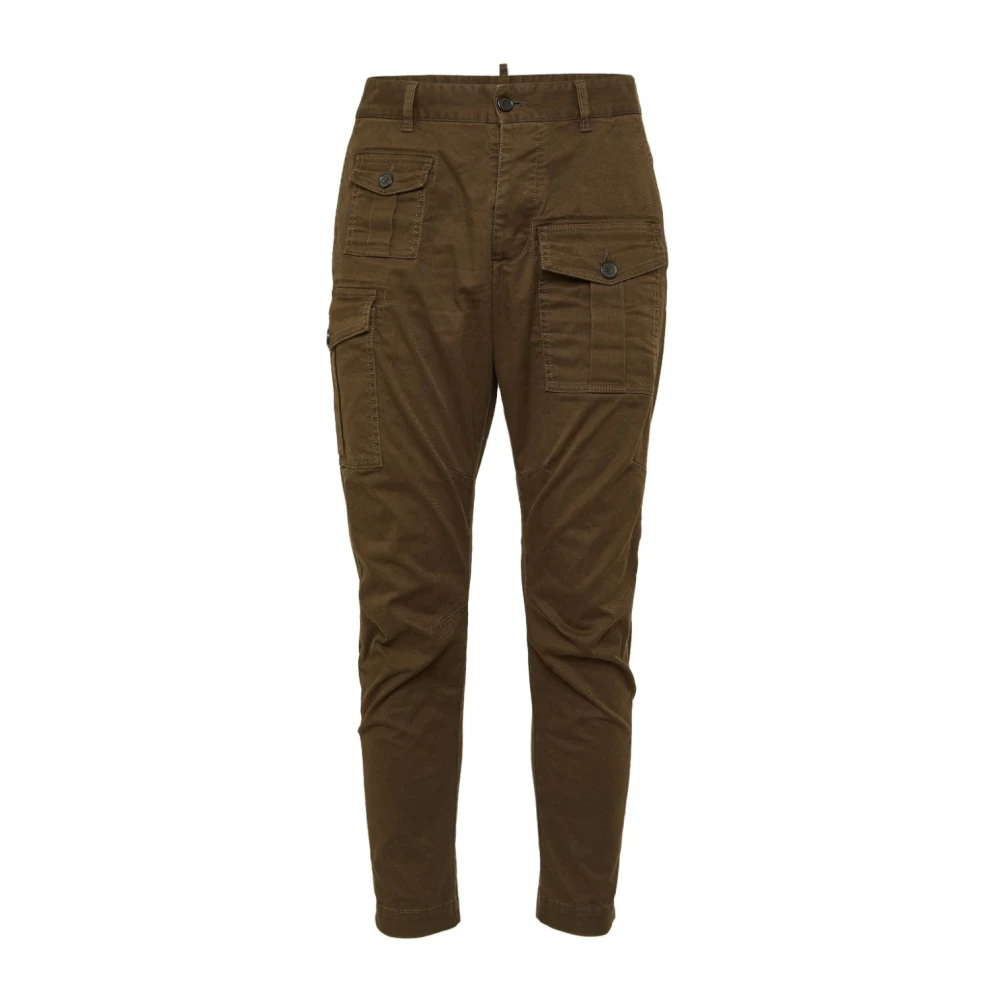 Dsquared2 Green Chinos, Male, Xl, Trousers With Cargo Pocket