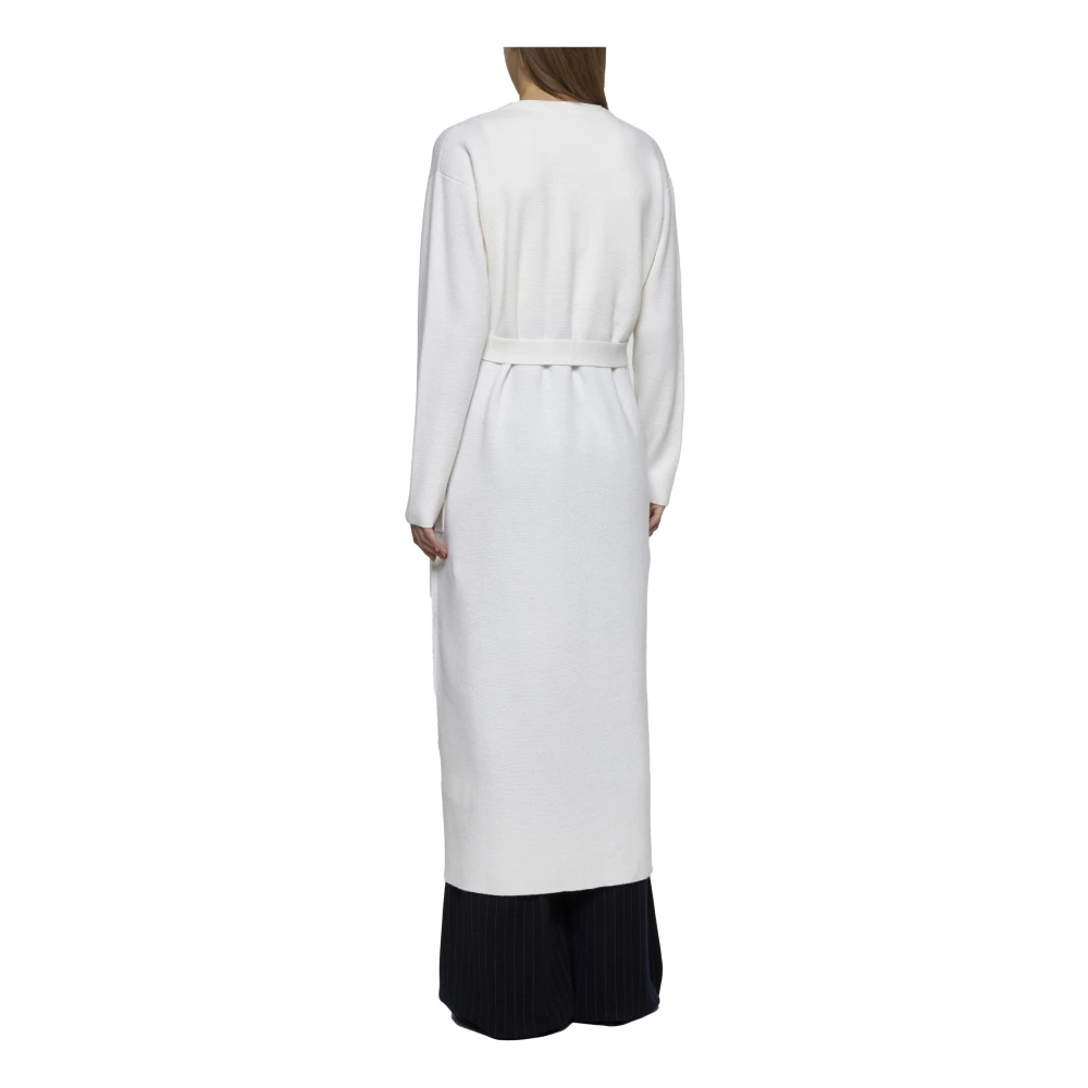 Max Mara Witte Wollen Vest met Riem White Dames