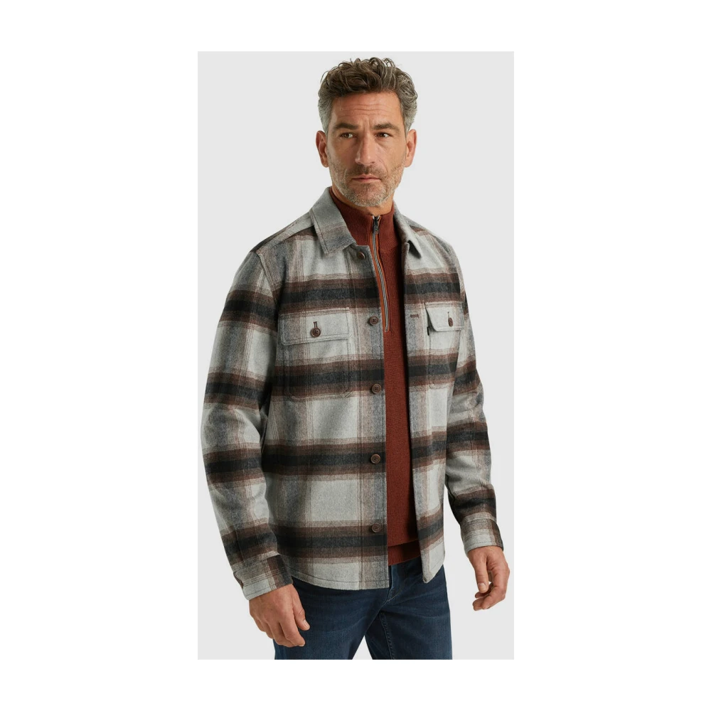 Vanguard Check Brushed Overshirt Gray Heren