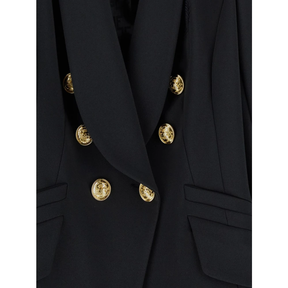 Elisabetta Franchi Zwarte Polyesterjas voor Vrouwen Black Dames