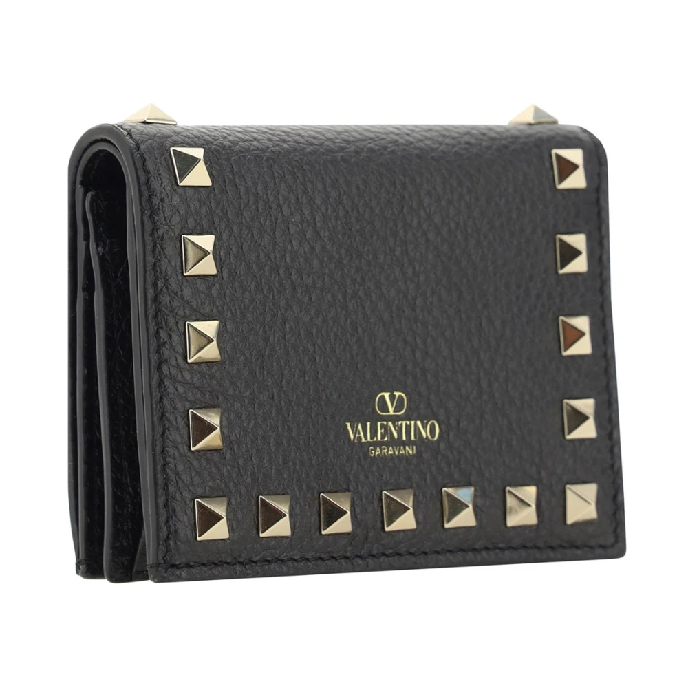 Valentino Garavani Zwarte Leren Portemonnee met Studs Black Dames