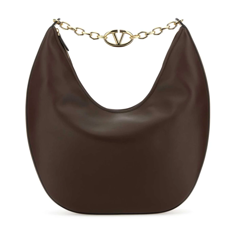 Valentino Garavani Women's Brown Medium Vlogo Moon Shoulder Bag