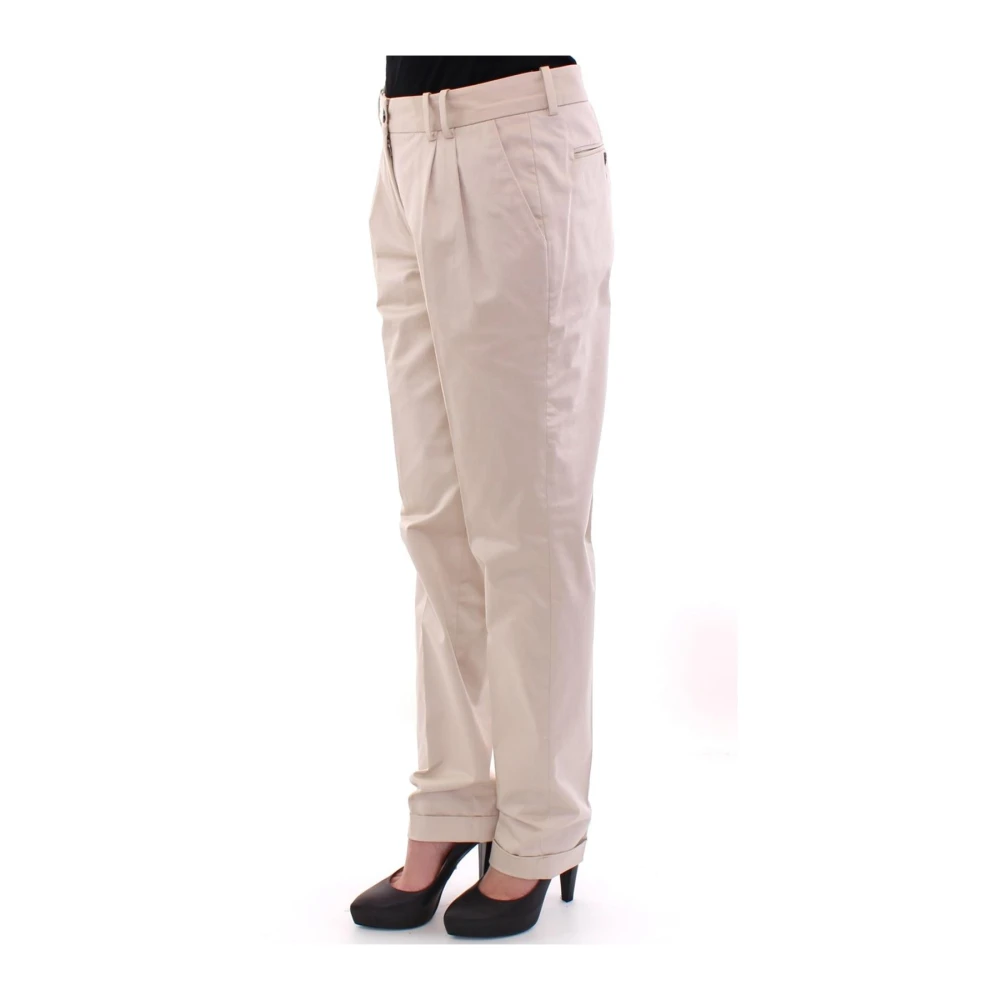 Dolce & Gabbana Beige Katoenen Geplooide Broek Stijlvol Beige Dames