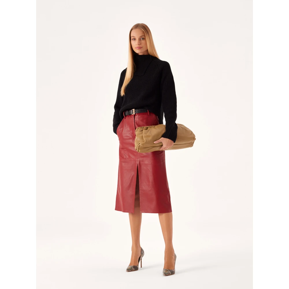 Kazar Leren handtas met metalen frame Brown Dames