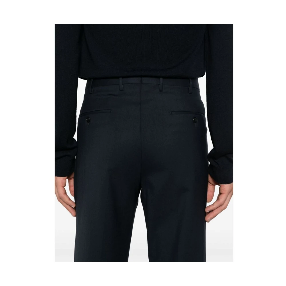 Incotex Middernachtblauwe Wolmix Slim Fit Blue Heren