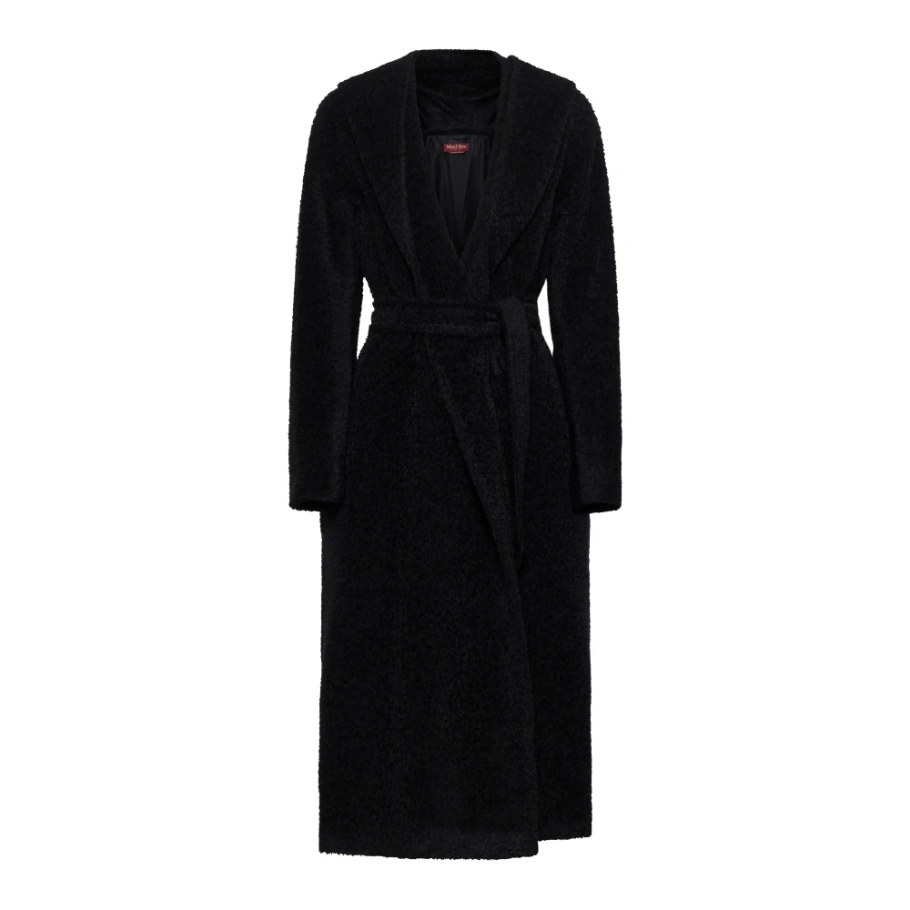 Max Mara Studio Zwarte Teddy Alpaca Wollen Jas Black Dames