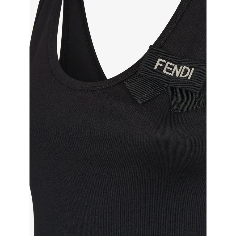 Fendi Zwart Mouwloos Katoenen Top Black Dames