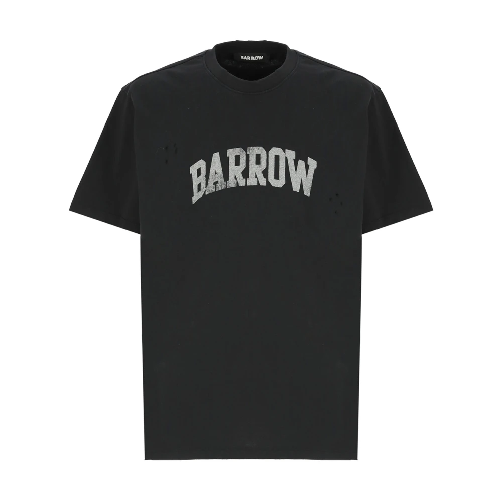 Barrow Zwart Logo Print Katoenen T-shirt Black Heren