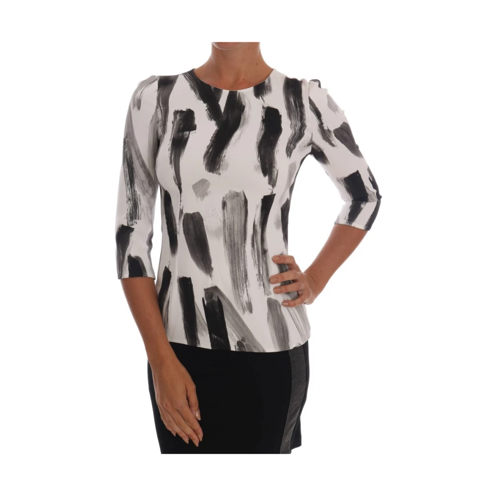 Dolce & Gabbana Women's Multicolor Blouses,, Elegant Striped Stretch Blouse 2XS