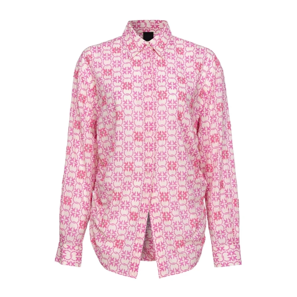 Pinko Overhemd met Parelborduursel en Enkele Knoopsluiting Pink Dames