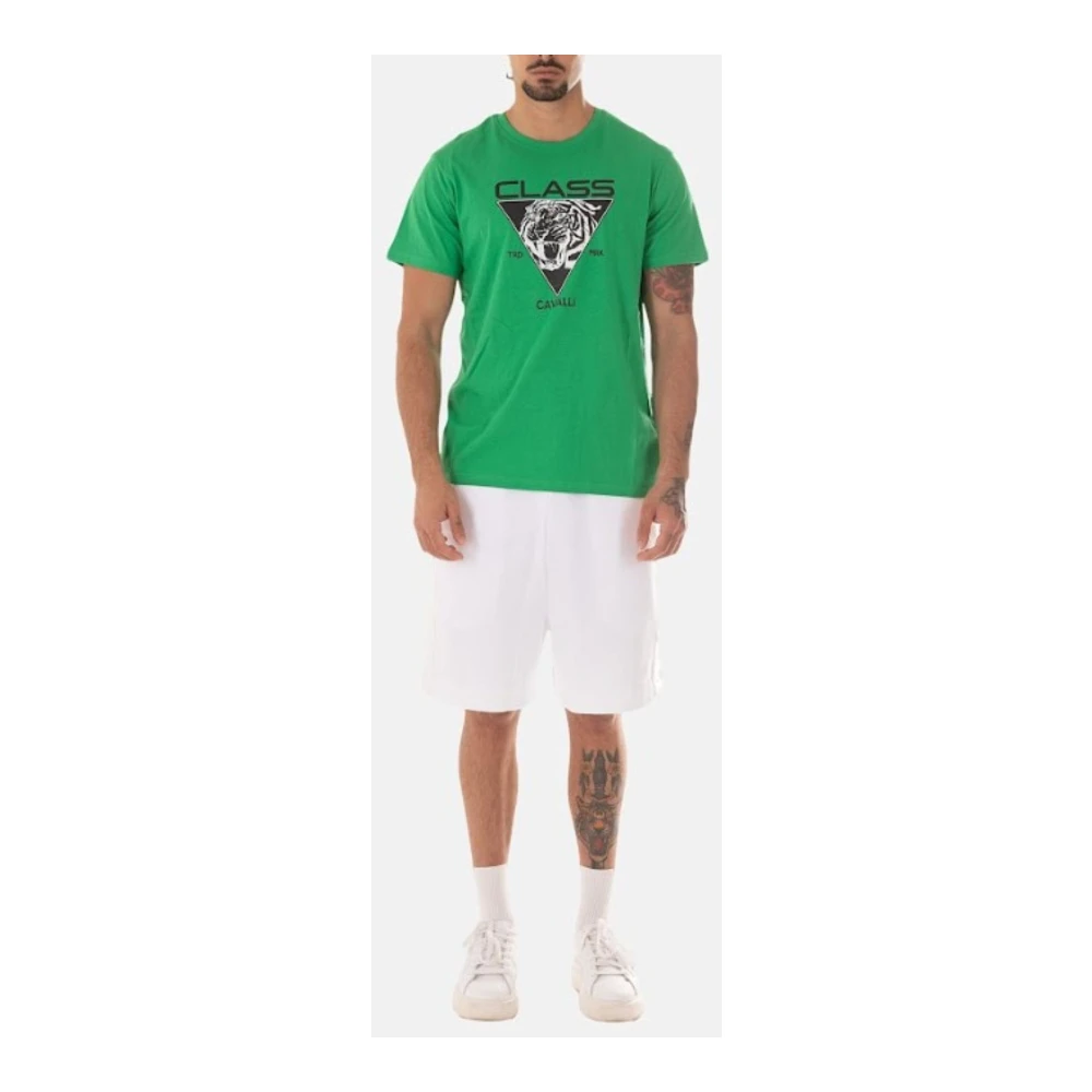 Just Cavalli Heren Logo T-shirt Green Heren