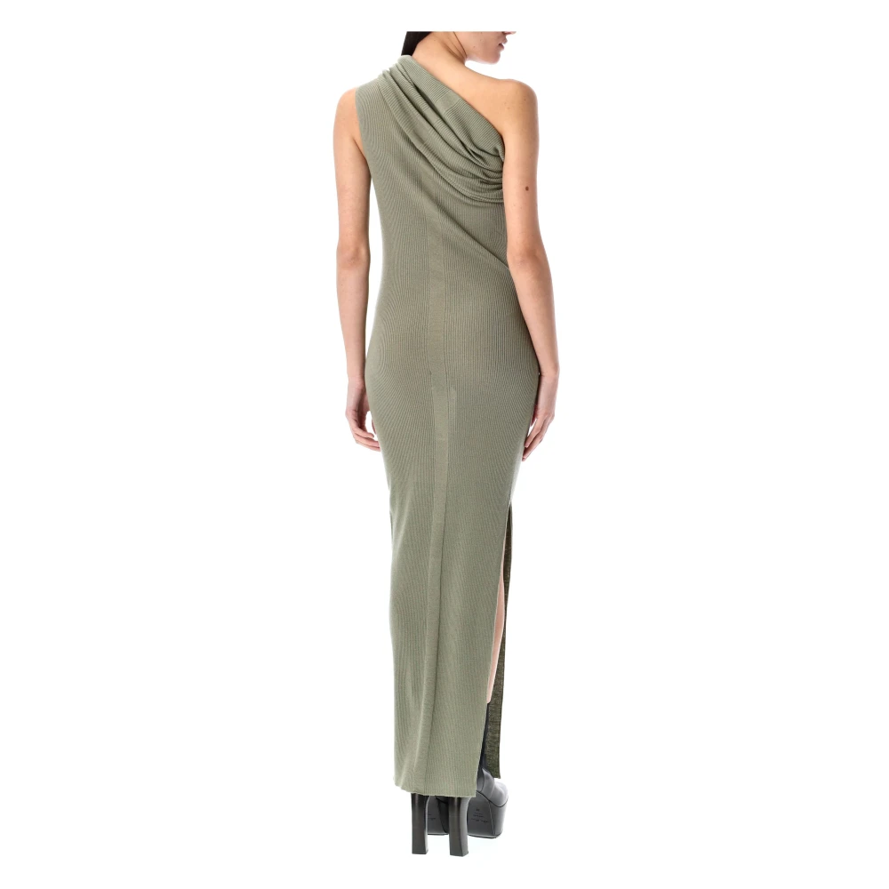 Rick Owens Asymmetrische One-Shoulder Jurk Celadon Green Dames