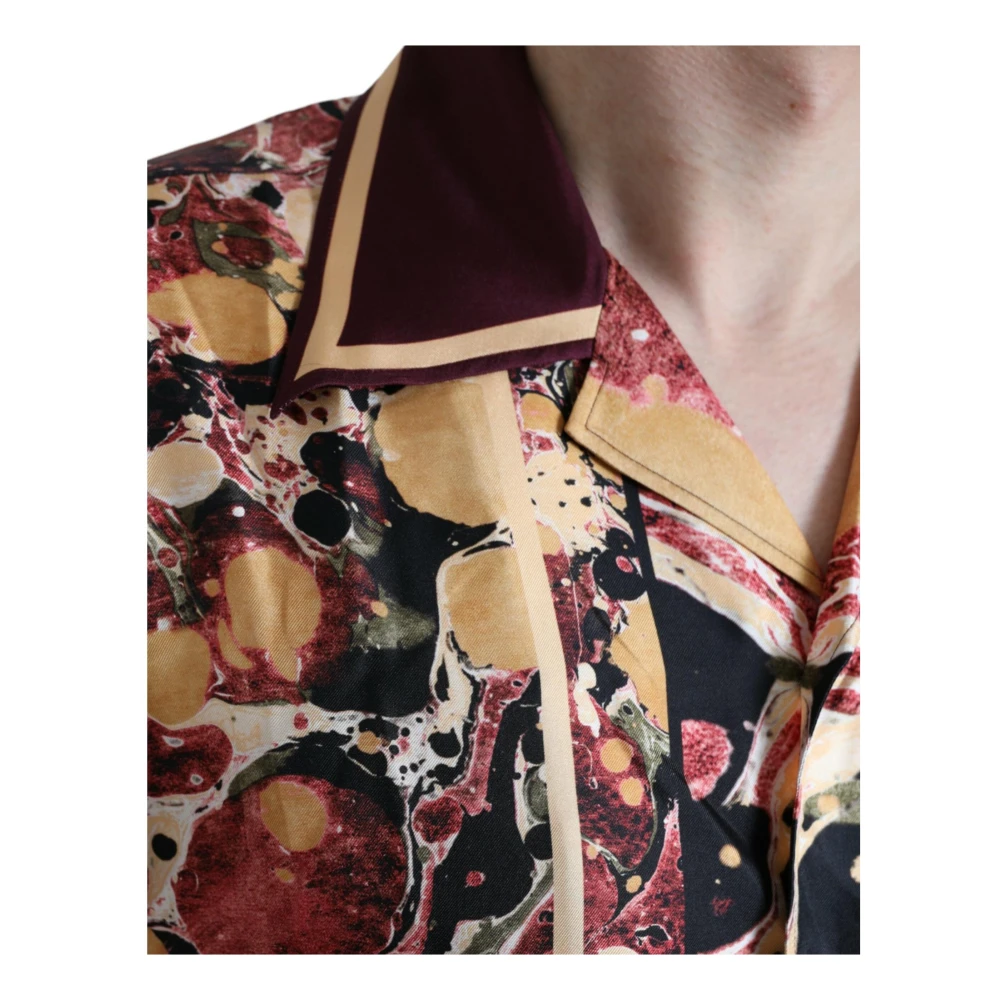 Dolce & Gabbana Zijden Knoopshirt Multicolor Patroon Multicolor Heren