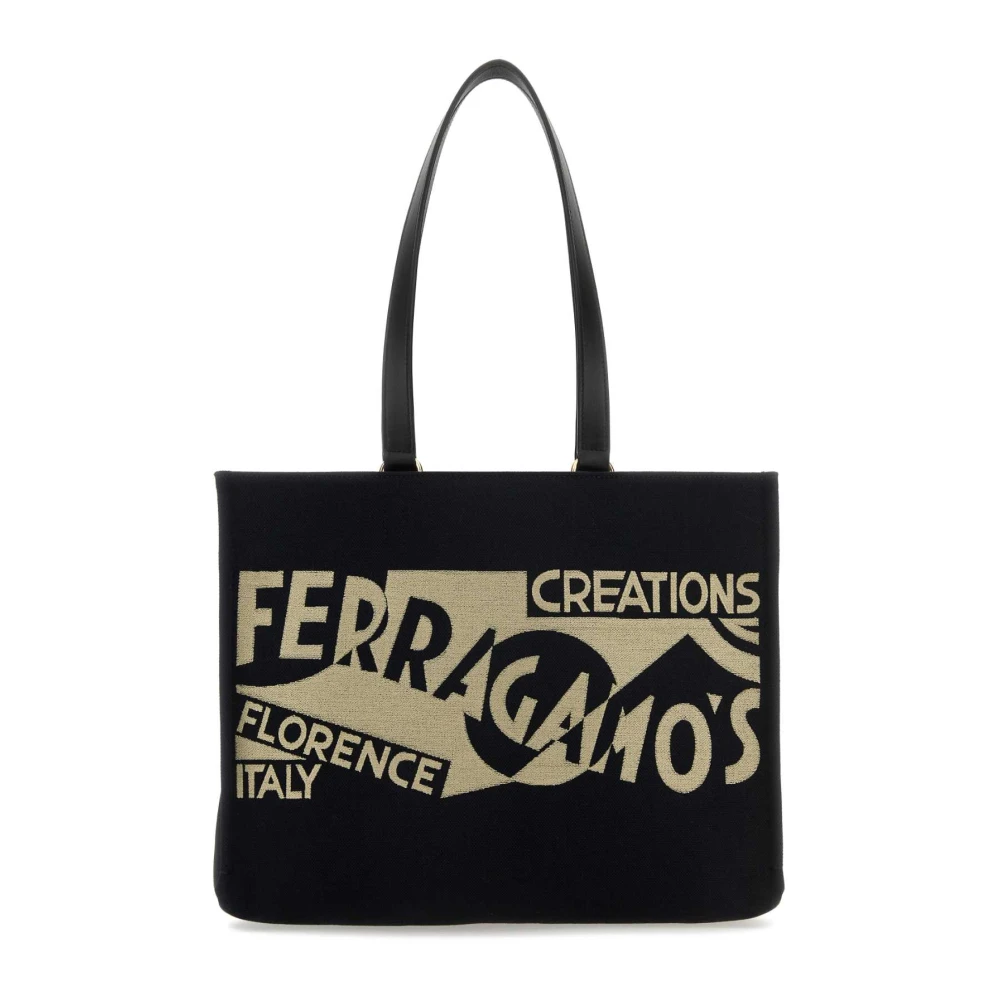 Salvatore Ferragamo Zwarte canvas boodschappentas Black Dames