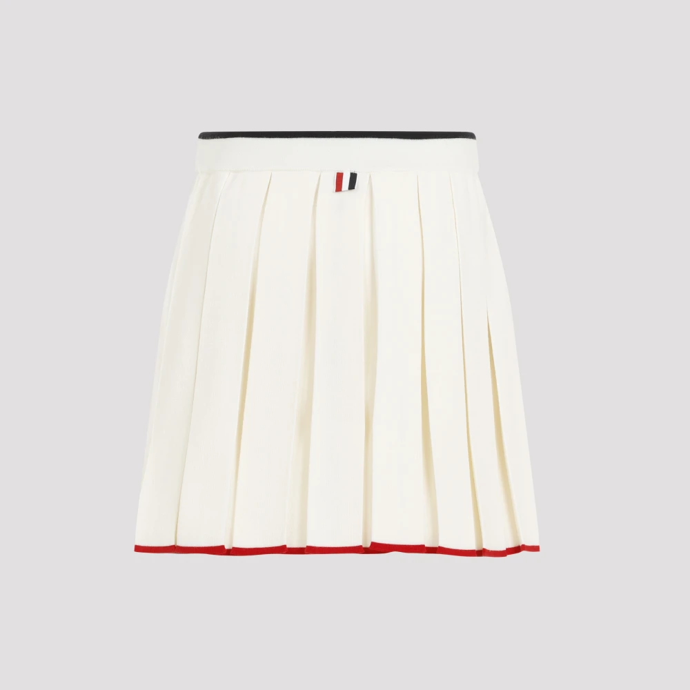 Thom Browne Witte Geplooide Rok met Strepen White Dames