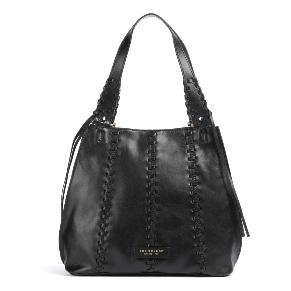 The Bridge Klassieke Leren Hobo Tas Black Dames