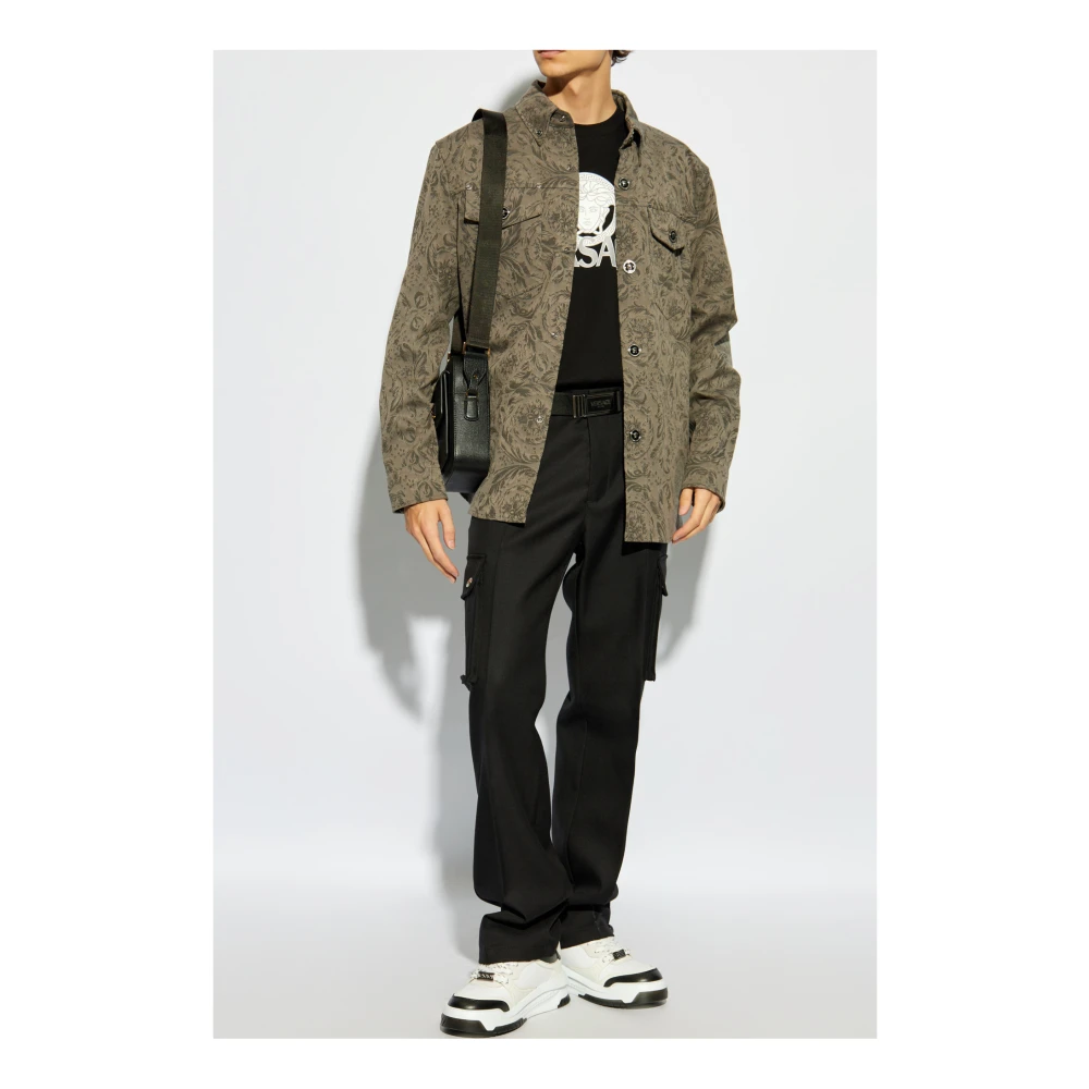 Versace Shirt met Barocco-patroon Gray Heren
