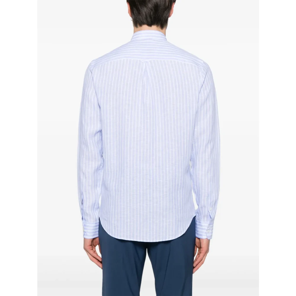 Valentino Blauw Gestreept Overhemd Met Knopen Blue Heren