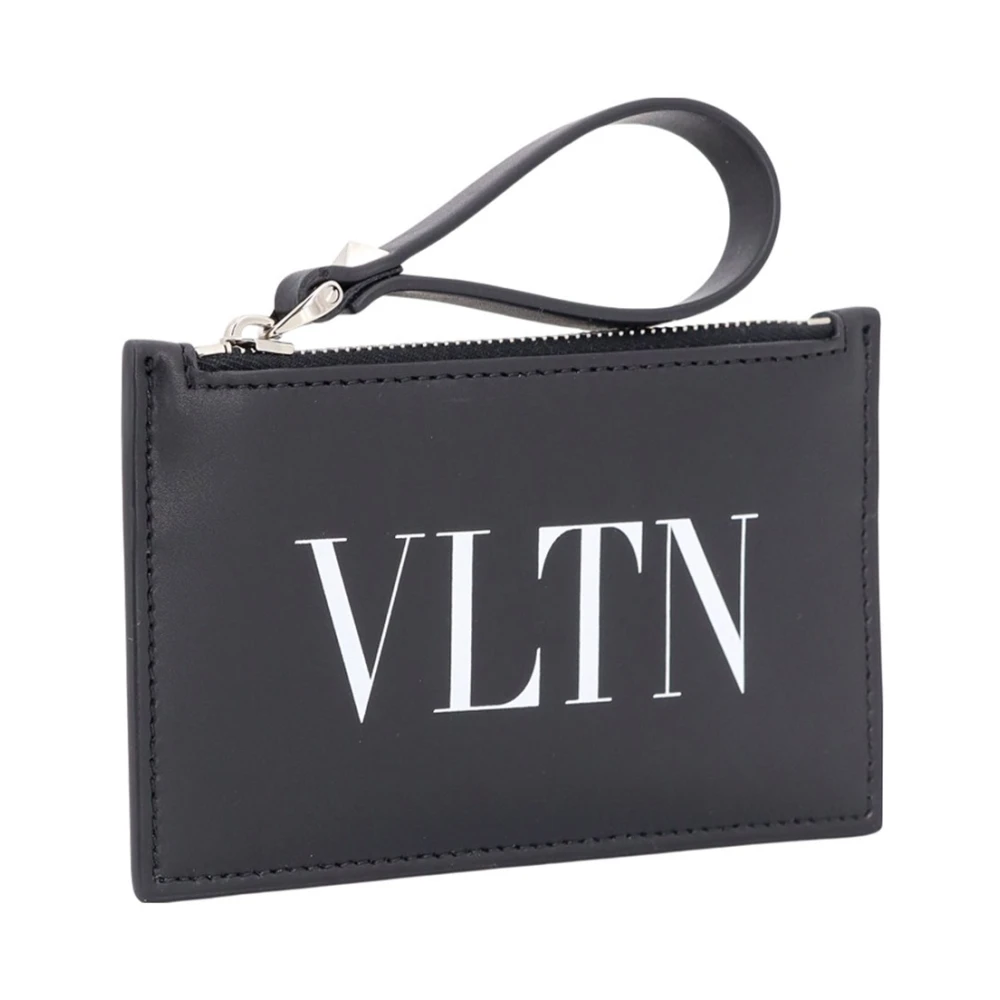 Valentino Garavani Zwarte leren portemonnee met ritssluiting Black Heren