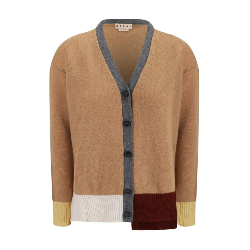 Marni Kashmir V-ringad kofta med knappar Brown, Dam