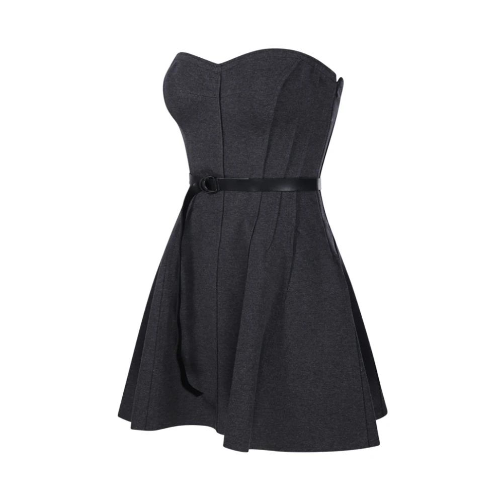 Norma Kamali Heather Grey Strapless Mini Jurk Gray Dames