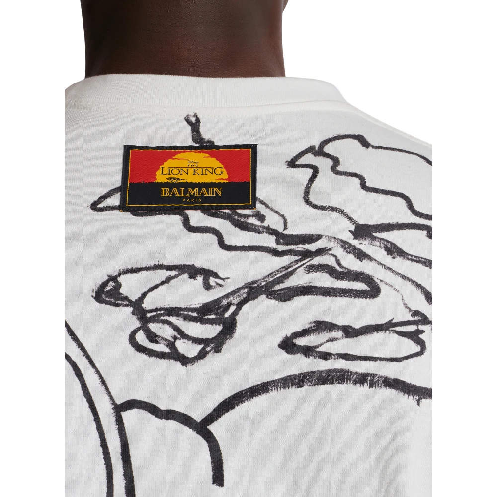 Balmain Diney x: The Lion King Ruimvallend bedrukt kindershirt White Heren