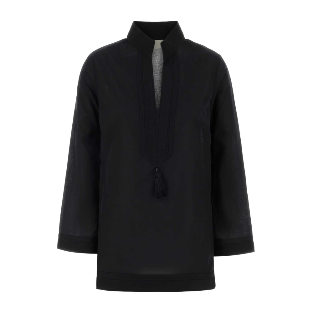 Tory Burch Women's Black Turtlenecks, L, Cotton Tunic