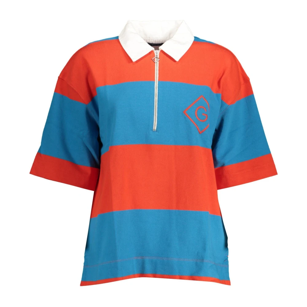 Gant Men's Multicolor Polo Shirts,, Red Cotton Polo Shirt With Zipper And Logo Medium