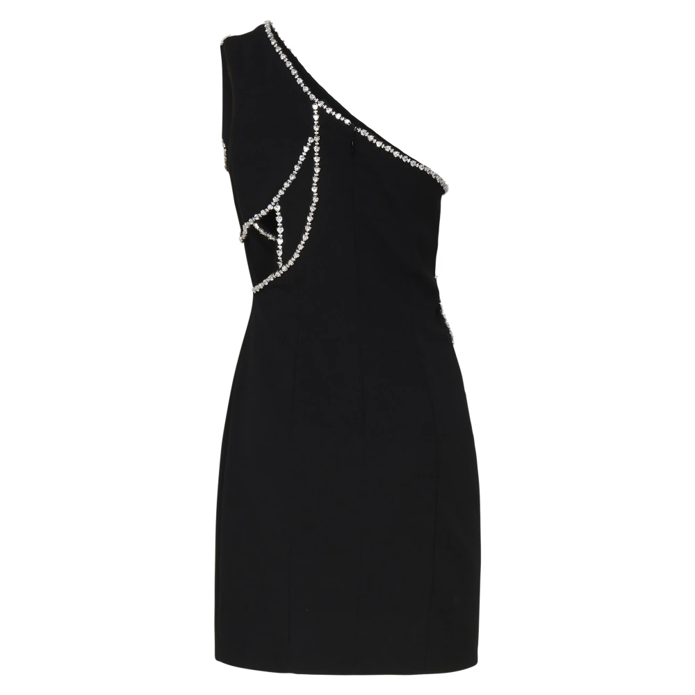Philipp Plein Zwarte One-Shoulder Jurk met Contrasterende Decoratie Black Dames