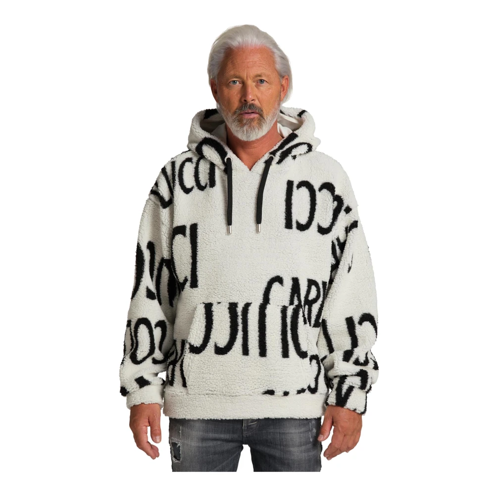 carlo colucci Teddyfell Hoodie met Loose Fit White Heren