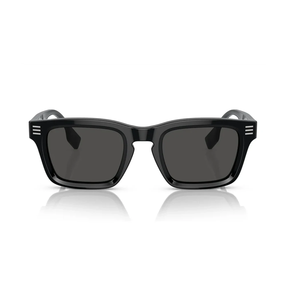 Burberry Unisex Black Rectangular Sunglasses With Metal Details