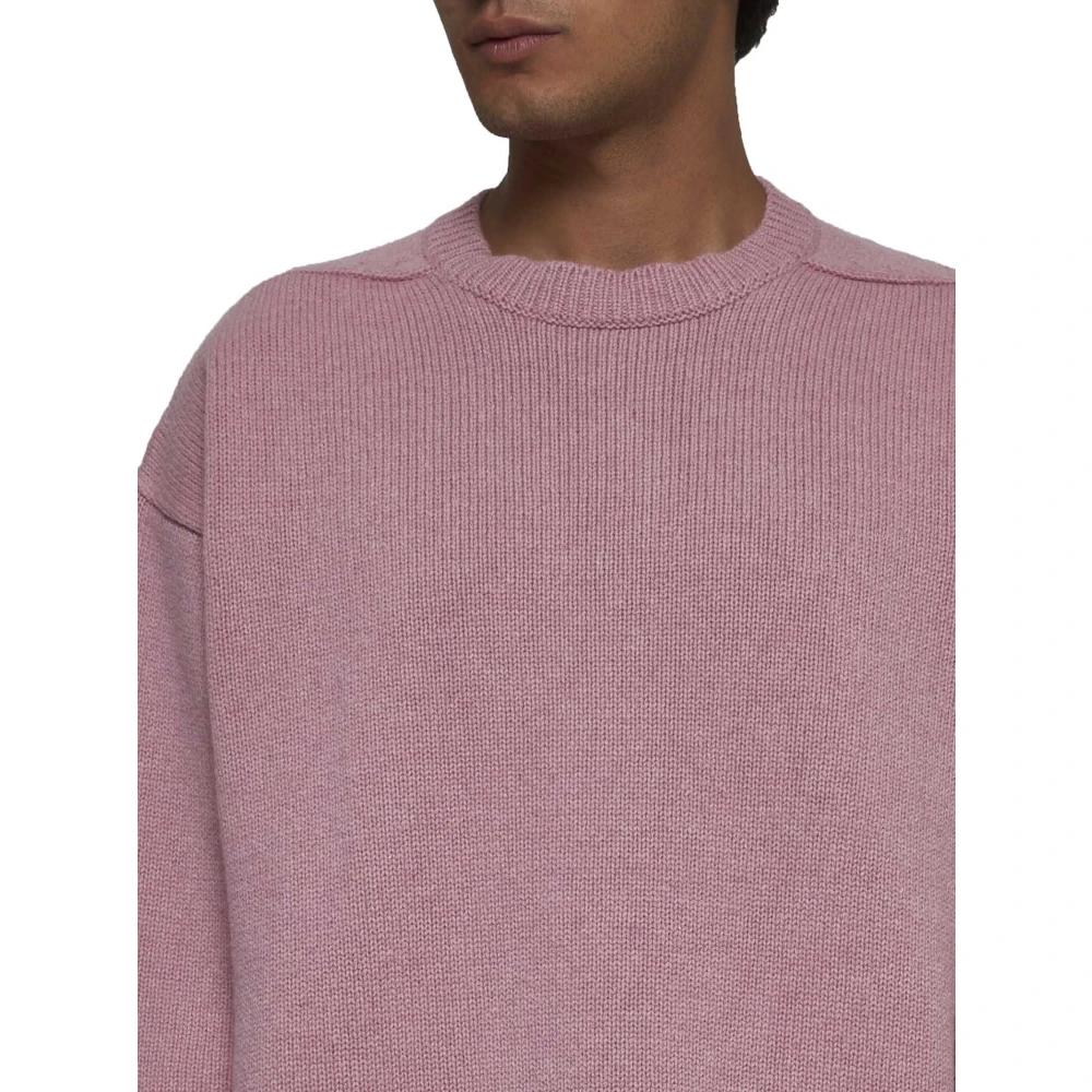 Studio Nicholson Chunky Gebreide Lamswol Trui Pink Heren