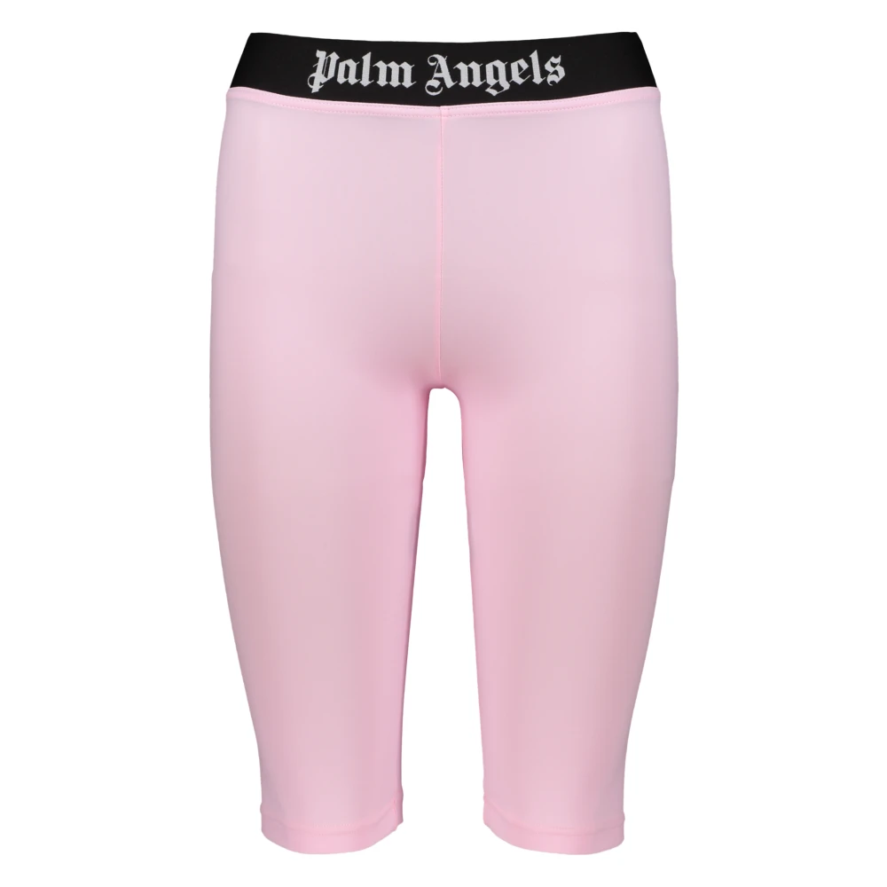 Palm Angels Logo Print Elastische Taille Shorts Pink Dames