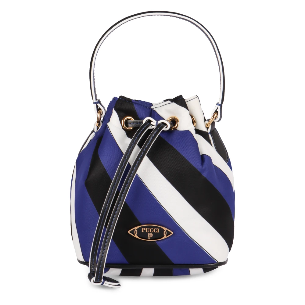 EMILIO PUCCI Bedrukte Bucket Bag met Leren Details Blue Dames