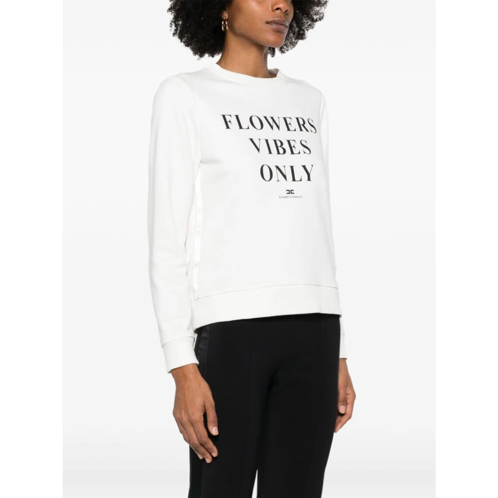 Elisabetta Franchi Bedrukte Sweater Ivoor Beige Dames