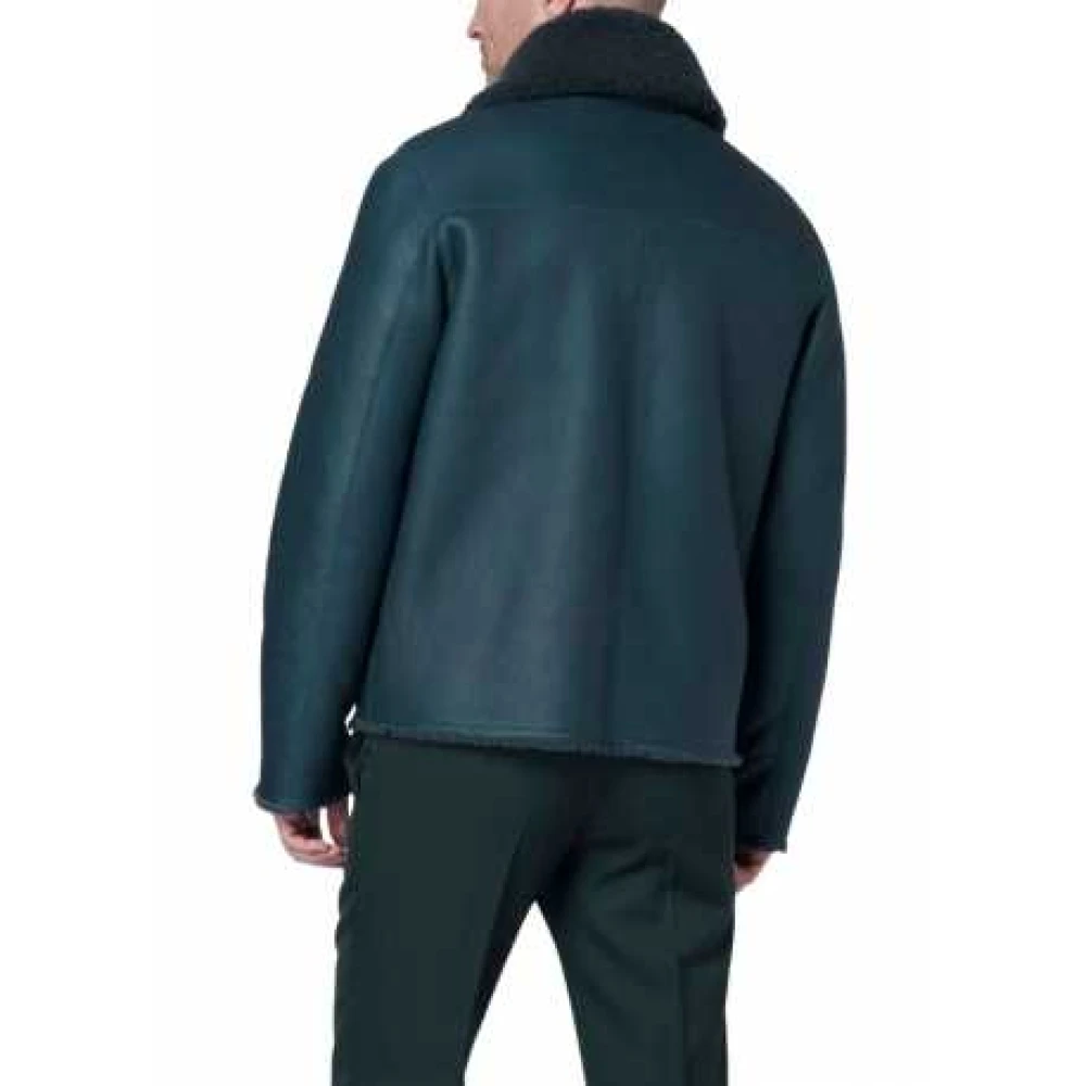 Paul Smith Omkeerbare Schapenvacht Jas Blauw Petroleum Blue Heren