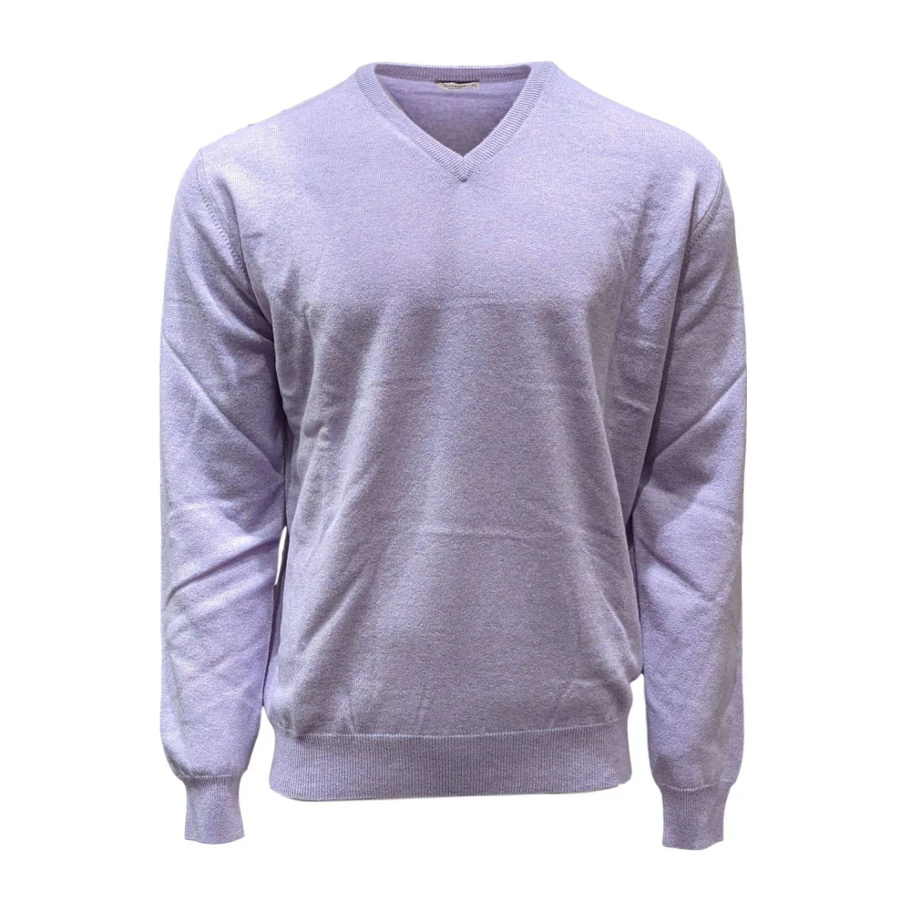 Ferrante Cashmere V-ringad Lavendel Tröja Purple, Herr