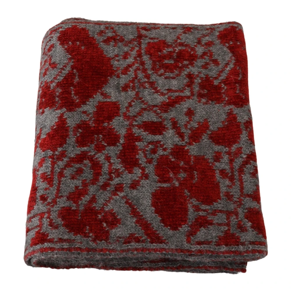 Gianfranco Ferré Chique Rood & Grijs Katoenen Omslag Sjaal Multicolor Dames