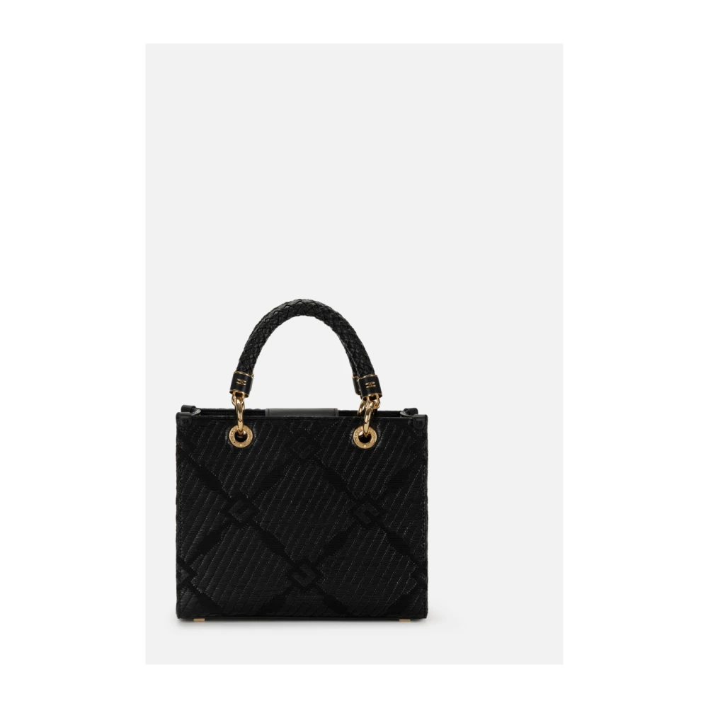 Elisabetta Franchi Kleine Jacquard Tote met Charms Black Dames