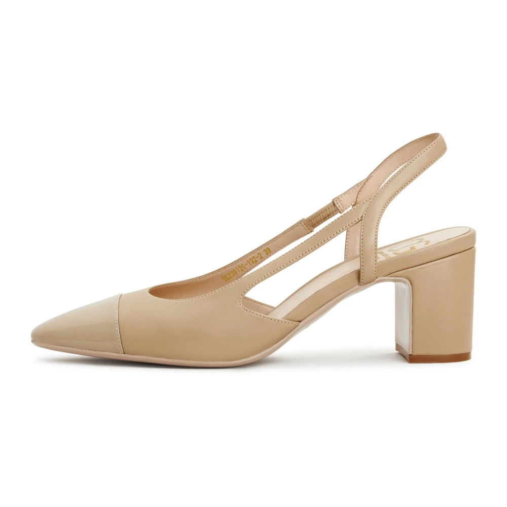 Cesare Gaspari Stilrena Slingback Block Heels Pumps Beige, Dam