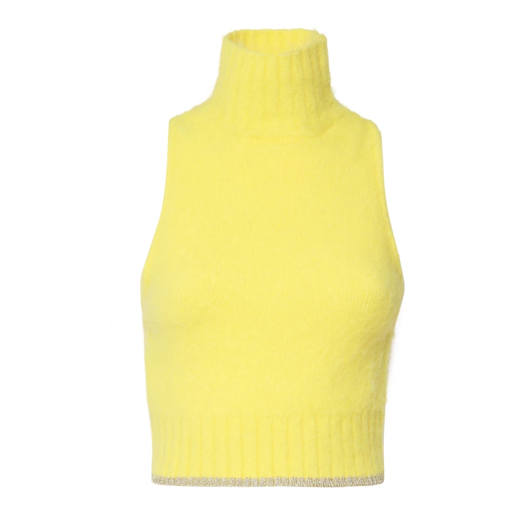 Pinko Gele High Neck Crop Top Yellow Dames