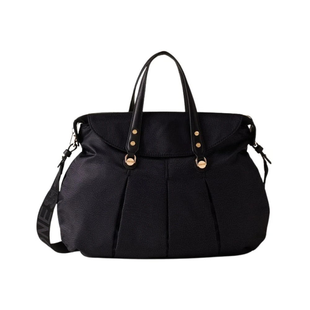Borbonese Donker Zwarte Schoudertas Black Dames