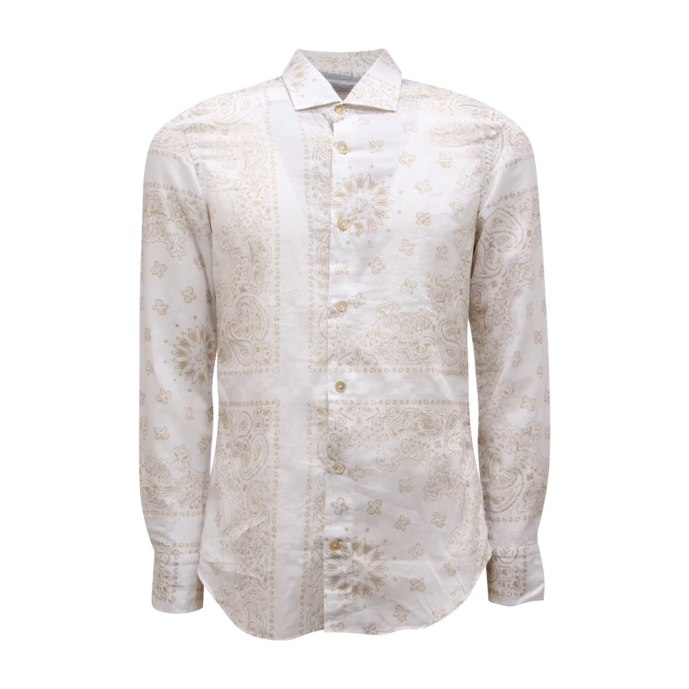 Eleventy Men's Beige Casual Shirts, S, Cotton Linen Shirt