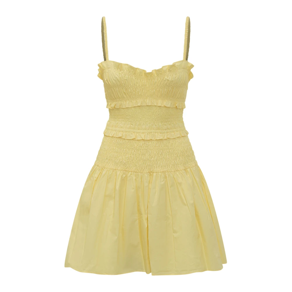 Michael Kors Women's Yellow Smocked Cotton Poplin Tank Dress - Short Dresses - M - Dresses
