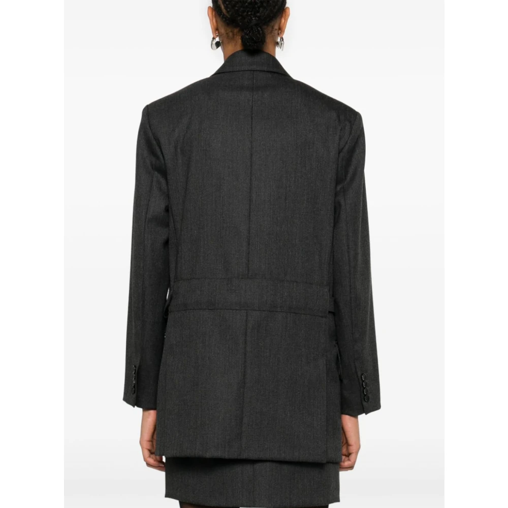 Max Mara Grijze Wol Double-Breasted Jas Gray Dames
