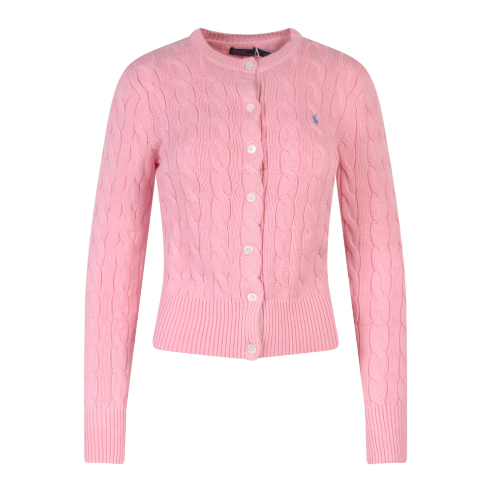 Polo Ralph Lauren Geborduurde Katoenen Cardigan Pink Dames
