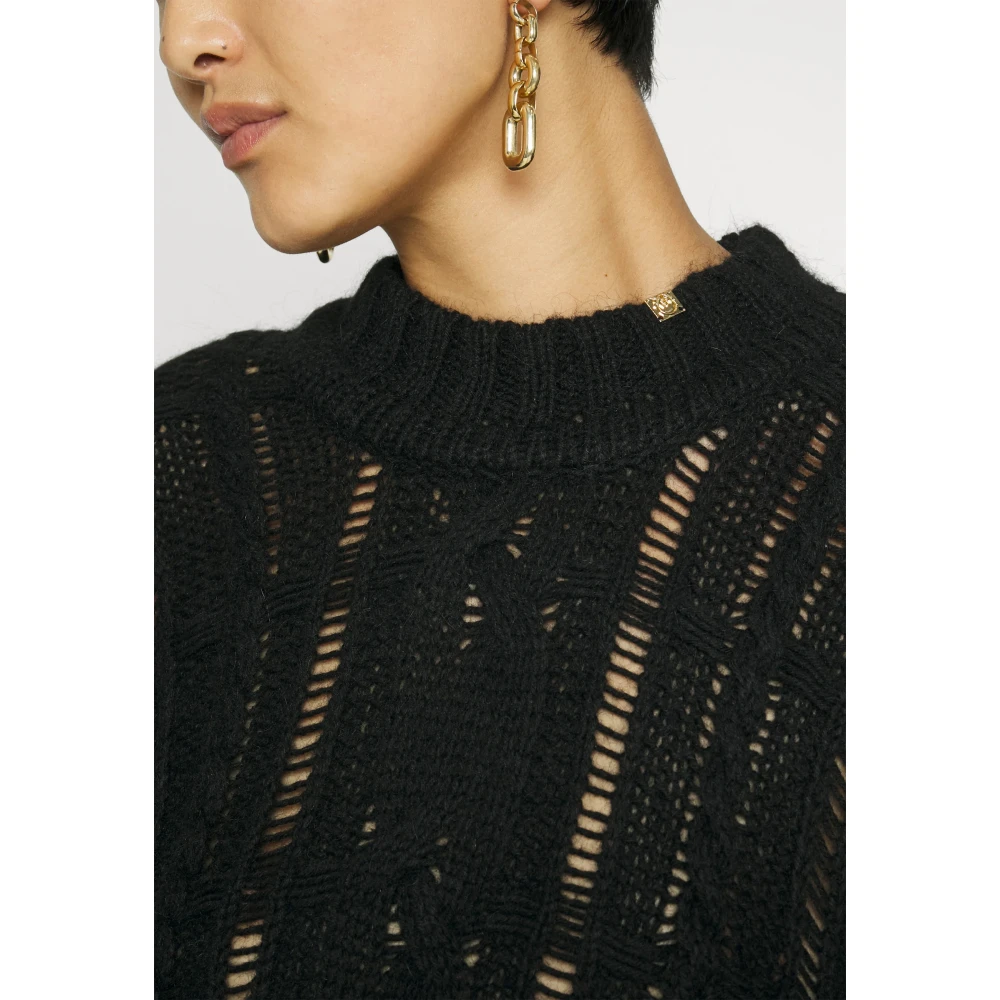 pinko Zwarte Emione Trui met Love Birds Logo Black Dames
