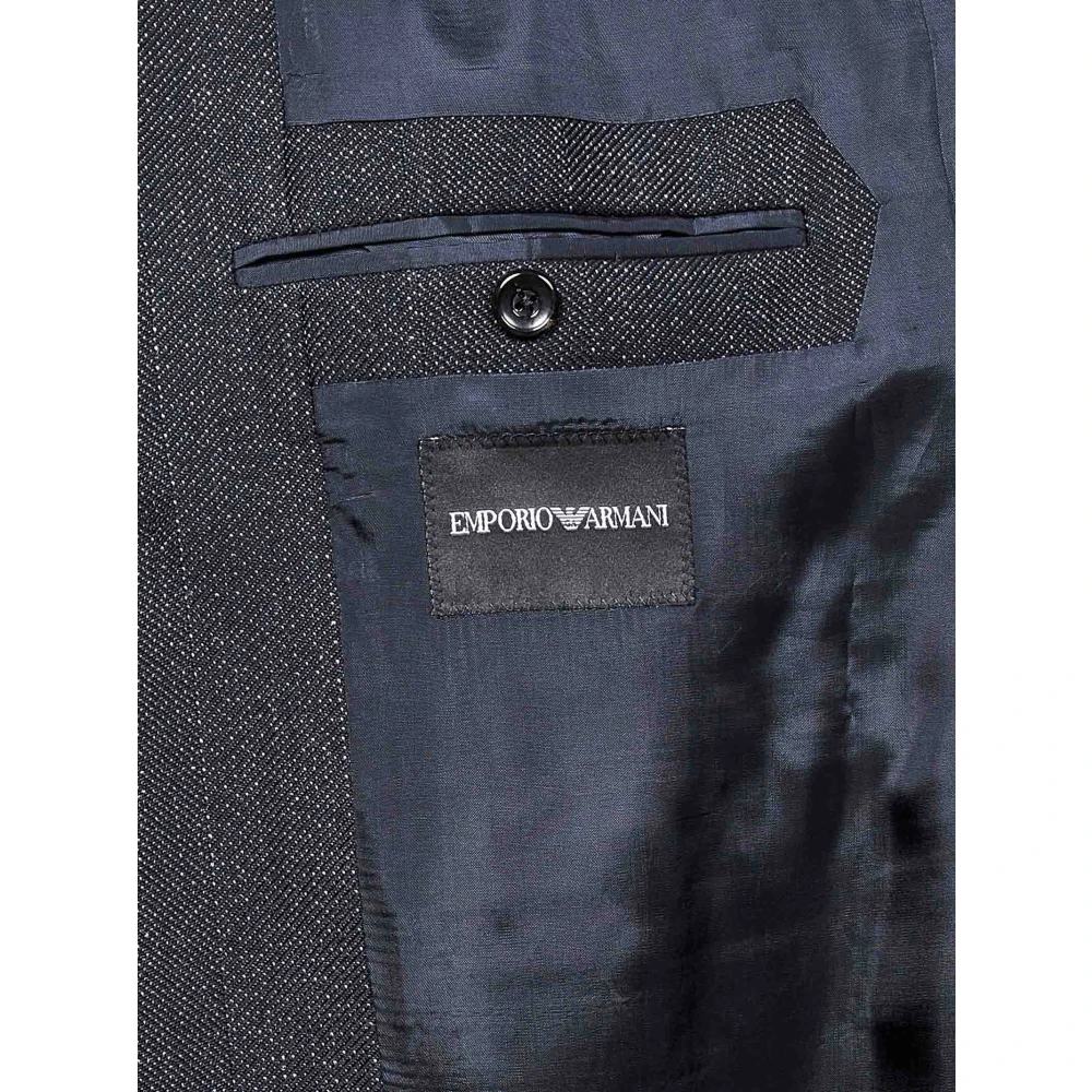Emporio Armani Blauwe Double-Breasted Blazer Buitenkleding Blue Heren