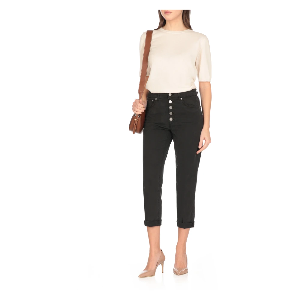 Dondup Zwarte Katoenmix Broek voor Vrouwen Black Dames